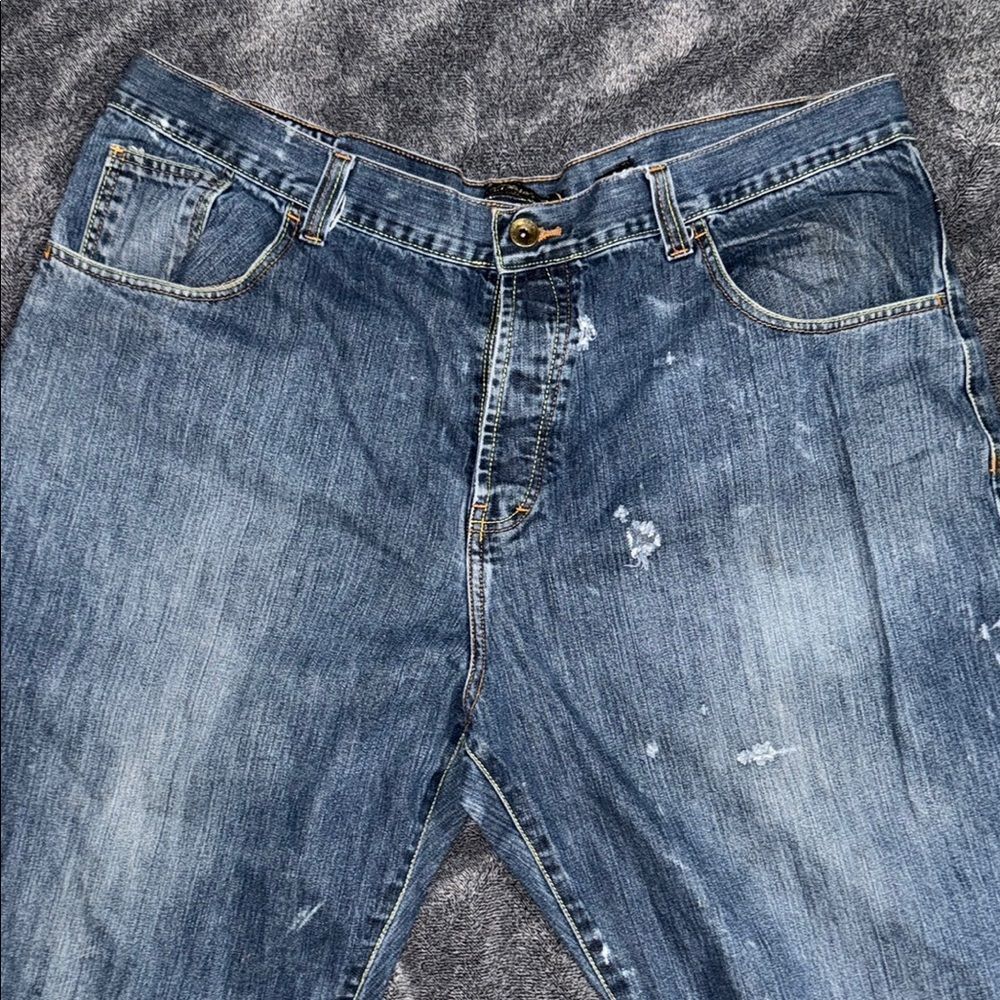 Stylish Blue Denim Jeans with Patchwork - Picture 11 of 13